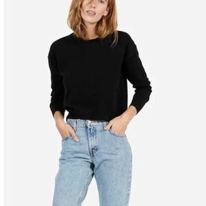 Everlane Women's The Cashmere Crop Crew Pullover Sweater Black Size L